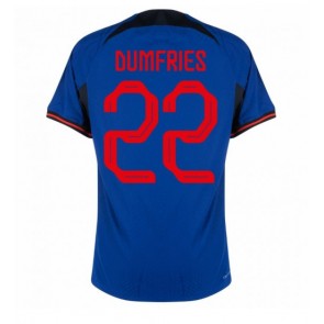 Holandsko Denzel Dumfries #22 Venkovní Dres MS 2022 Krátký Rukáv